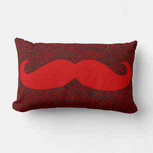 Funny Red Moustache on Leopard Skin Lumbar Cushion