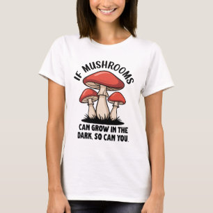 Funny Red Mushroom Cartoon Nature Forager Design T-Shirt