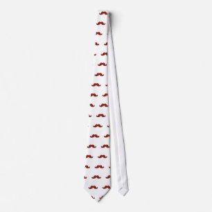 FUNNY RED MUSTACHE PRINTED GLITTER TIE