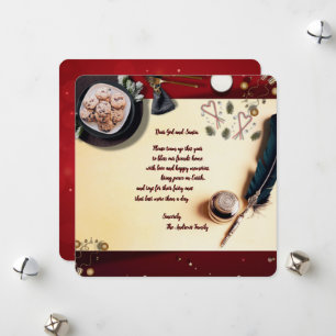 Funny Red Note to Santa Prayer For Friends From Us Holiday Card