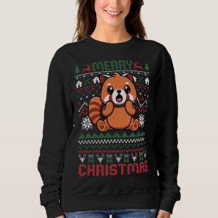 Funny Red Panda Ugly Christmas Lights Sweater