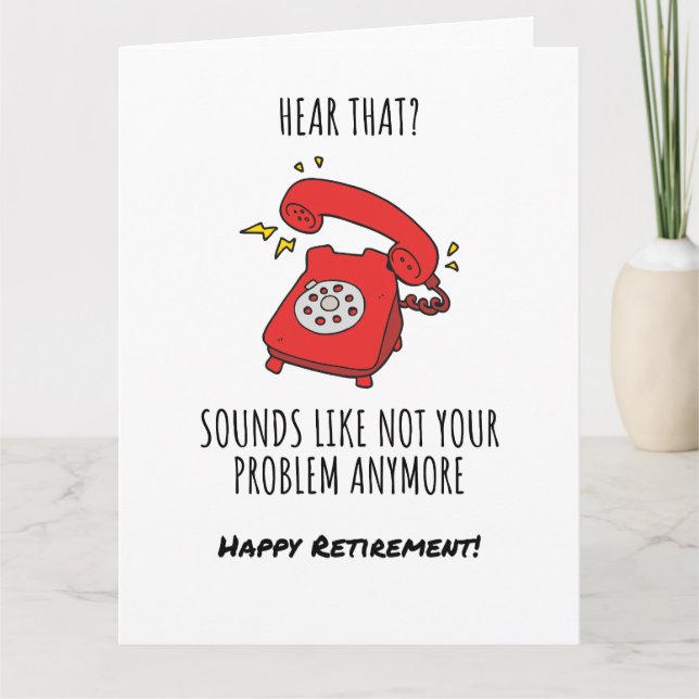 Funny Red Phone Retirement Card Illustration (Front)