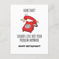 Funny Red Phone Retirement Card Illustration