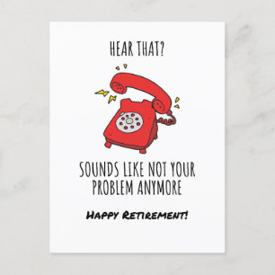 Funny Red Phone Retirement Card Illustration