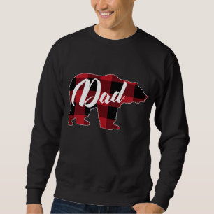 Funny Red Plaid Buffalo Bear Apparel, Dad Pajama Sweatshirt