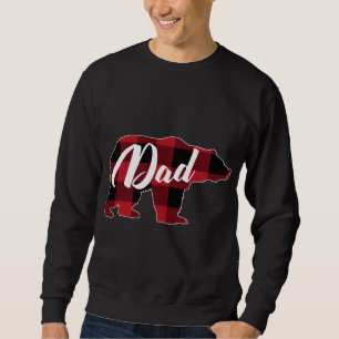 Funny Red Plaid Buffalo Bear Apparel, Dad Pajama Sweatshirt