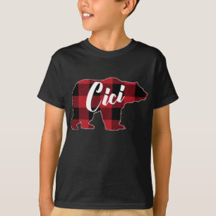 Funny Red Plaid Buffalo Bear Apparel, Fun Cici Paj T-Shirt