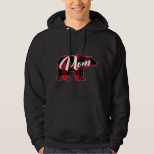 Funny Red Plaid Buffalo Bear Apparel, Fun Mum Paja Hoodie