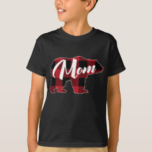 Funny Red Plaid Buffalo Bear Apparel, Fun Mum Paja T-Shirt