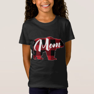 Funny Red Plaid Buffalo Bear Apparel, Fun Mum Paja T-Shirt