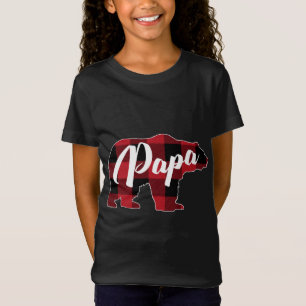 Funny Red Plaid Buffalo Bear Apparel, Papa Pajama T-Shirt