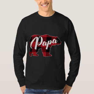 Funny Red Plaid Buffalo Bear Apparel, Papa Pajama T-Shirt