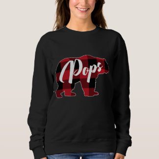 Funny Red Plaid Buffalo Bear Apparel, Pops Pajama Sweatshirt
