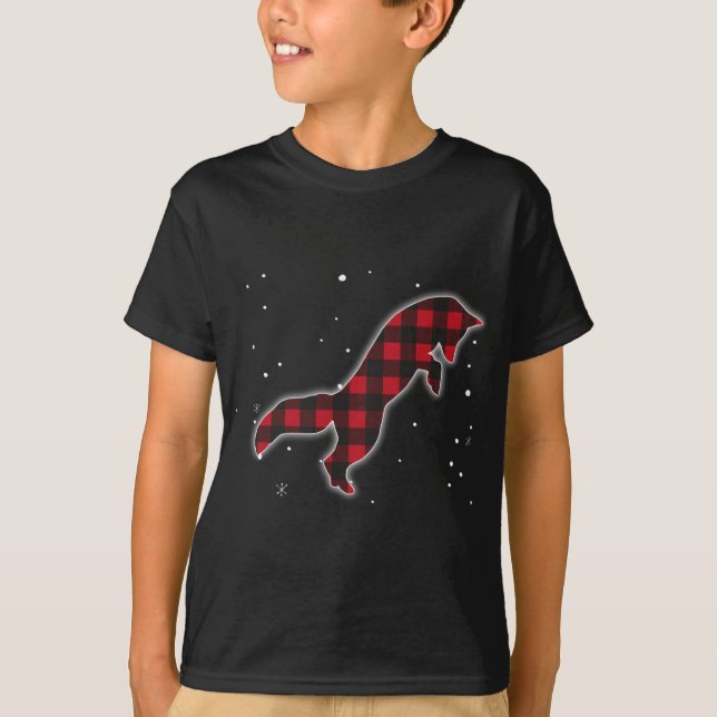 Funny Red Plaid Fox Christmas Matching Buffalo Fam T-Shirt (Front)