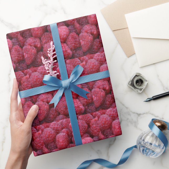 Funny, Red Raspberries, Custom Wrapping Paper (Gifting)