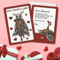 Funny Red Romantic Moth to a Flame Anniversary