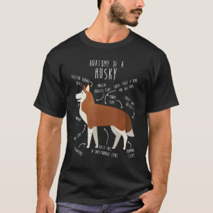 Funny Red Siberian Husky Dog Anatomy Pet Mom Cute T-Shirt