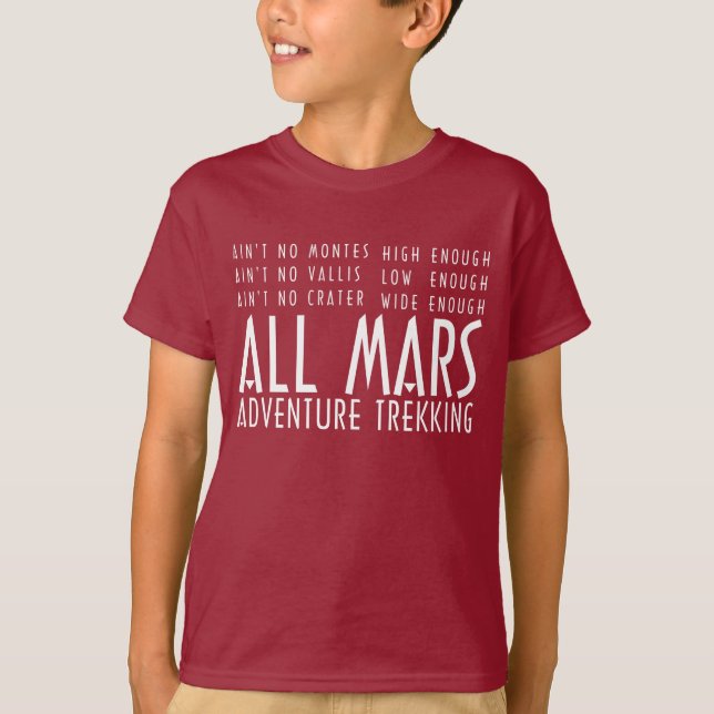 Funny Red White All Mars Trekking Adventure T-Shirt (Front)