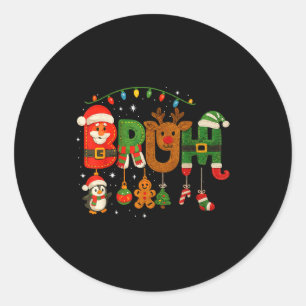 Funny Red White And Bruh Boys Xmas Christmas Pajam Classic Round Sticker