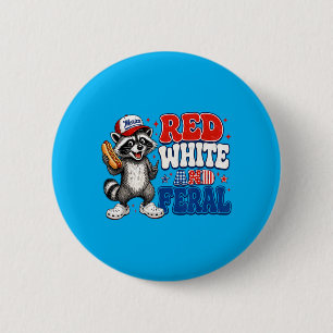Funny Red-White And Feral Racoon Patriotic 4th Of 6 Cm Round Badge