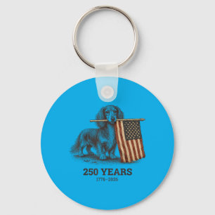 Funny Red White And Long Hair Dachshund Weiner 250 Key Ring