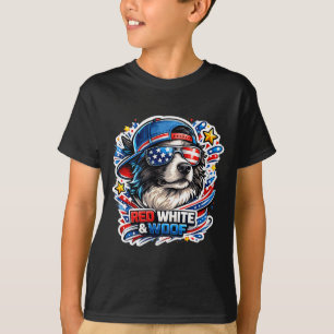 Funny red white and woof border collie dog T-Shirt
