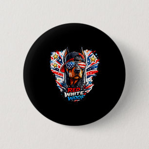 Funny red white and woof doberman pinscher dog 6 cm round badge