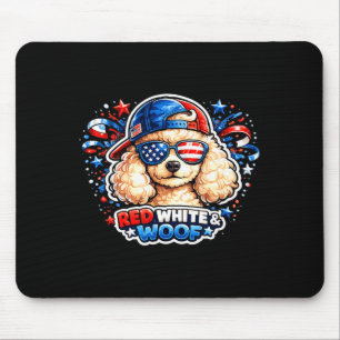 Funny red white and woof poodle dog patriotic usa  mouse pad