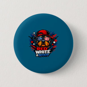 Funny red white and woof rottweiler dog patriotic 6 cm round badge