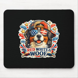 Funny red white and woof saint bernard dog mouse pad