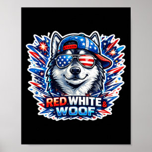 Funny red white and woof siberian husky dog poster
