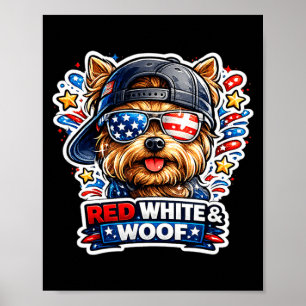 Funny red white and woof yorkshire terrier dog poster