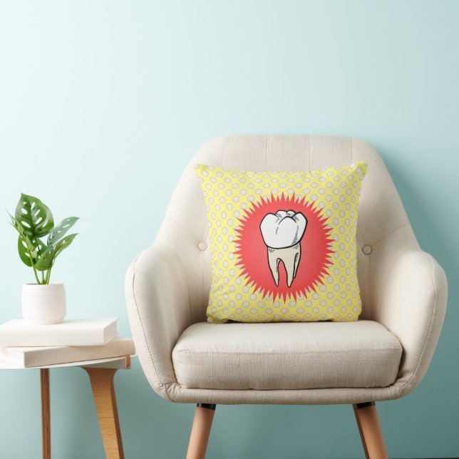 Funny Red White Yellow Extracted Molar Starburst Cushion (Chair)