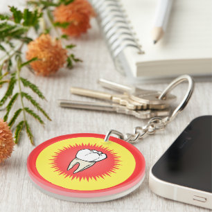 Funny Red White Yellow Extracted Molar Starburst Key Ring