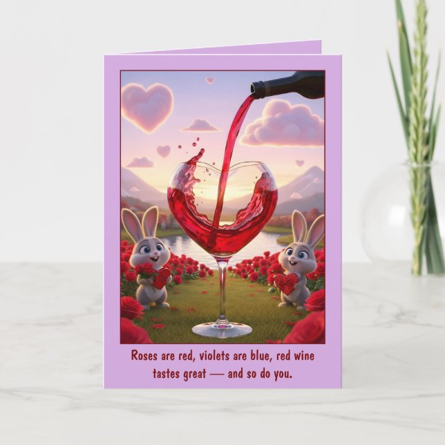 Funny red wine Valentine's Day card (Front)