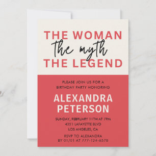 Funny Red Woman Myth Legend 98th birthday Invitation