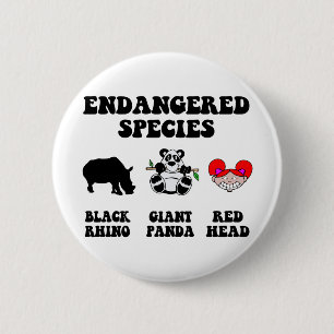 Funny redhead 6 cm round badge