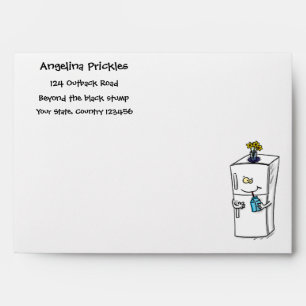 Funny refrigerator cartoon illustration envelope