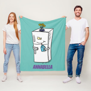 Funny refrigerator cartoon illustration fleece blanket