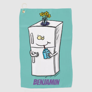 Funny refrigerator cartoon illustration golf towel