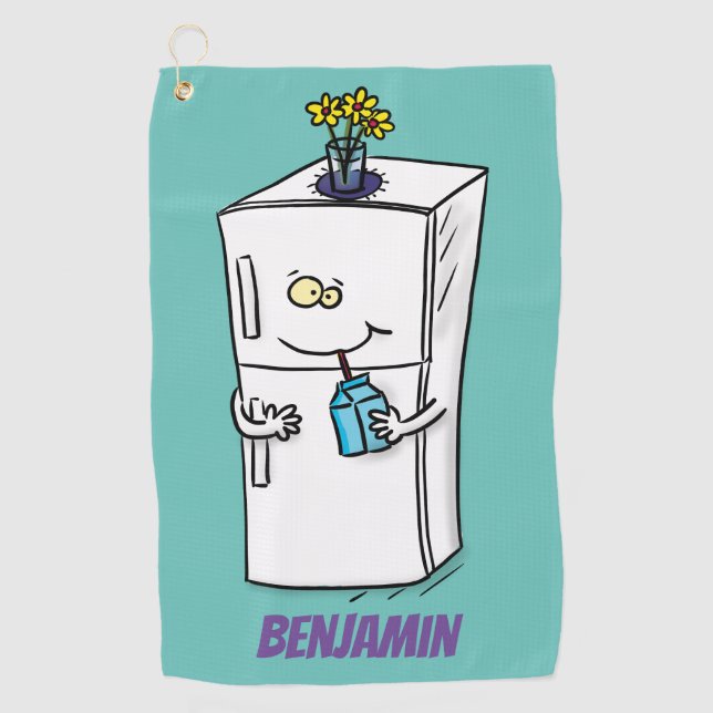 Funny refrigerator cartoon illustration golf towel (Front)