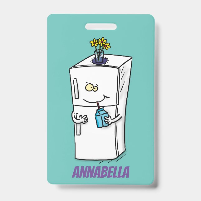 Funny refrigerator cartoon illustration ID badge (Front)