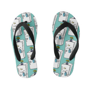 Funny refrigerator cartoon illustration kid's jandals