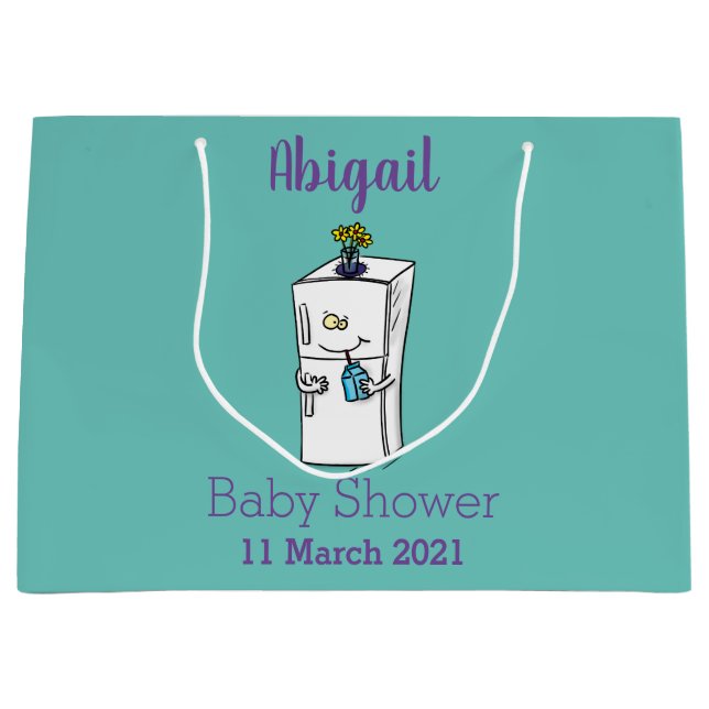 Funny refrigerator cartoon illustration large gift bag (Front)