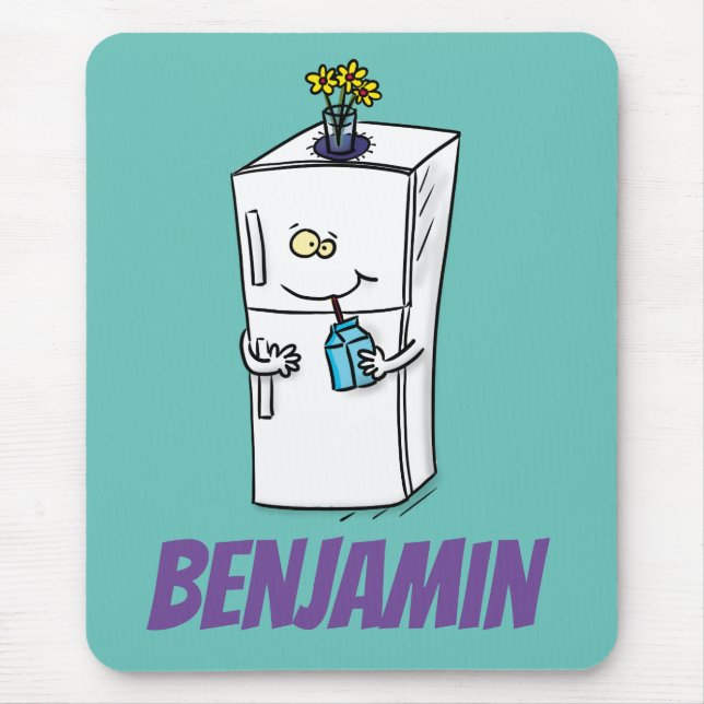 Funny refrigerator cartoon illustration mouse pad (Front)