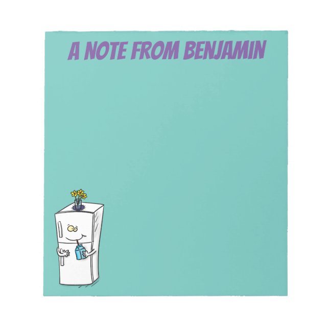 Funny refrigerator cartoon illustration notepad (Front)