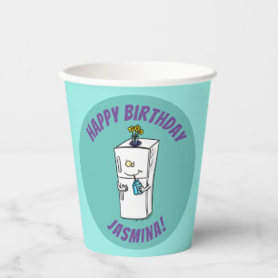 Funny refrigerator cartoon illustration paper cups