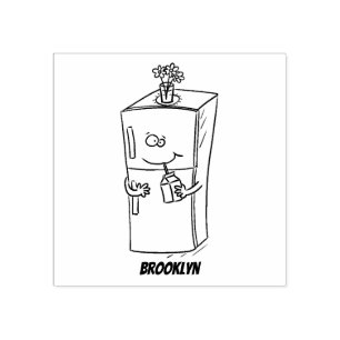 Funny refrigerator cartoon illustration rubber stamp