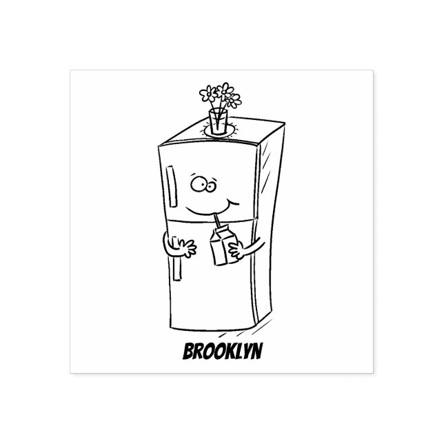 Funny refrigerator cartoon illustration rubber stamp (Imprint)