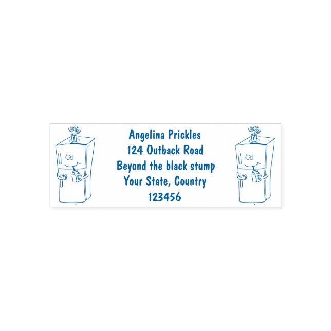 Funny refrigerator cartoon illustration self-inking stamp (Design)